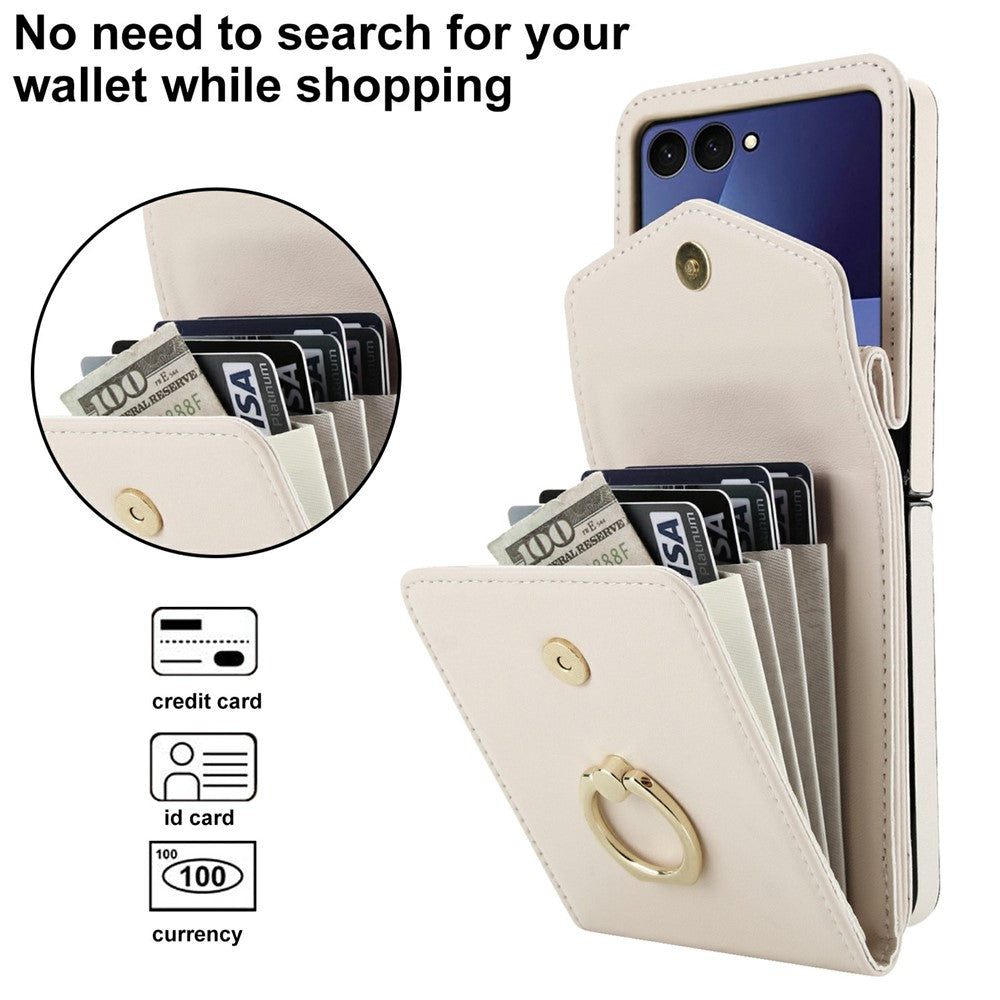 For Samsung Galaxy Z Flip7 5G Case Litchi Texture PU Leather + TPU Phone Cover with Shoulder Strap