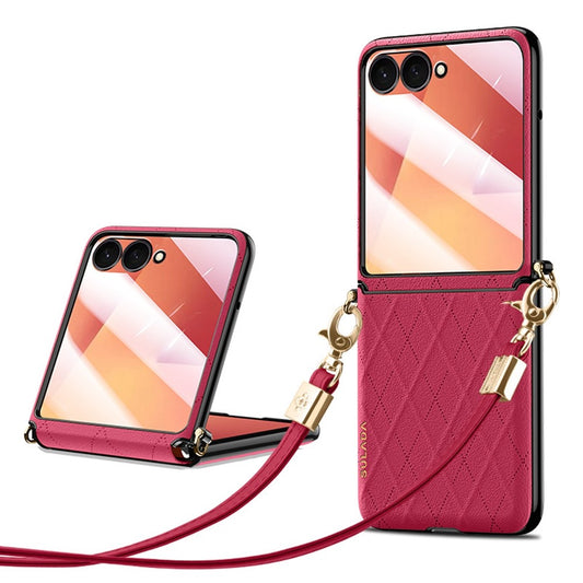 Galaxy Z Flip7 5G – Handyhülle aus Kunststoff und PU-Leder, mit Schulterriemen