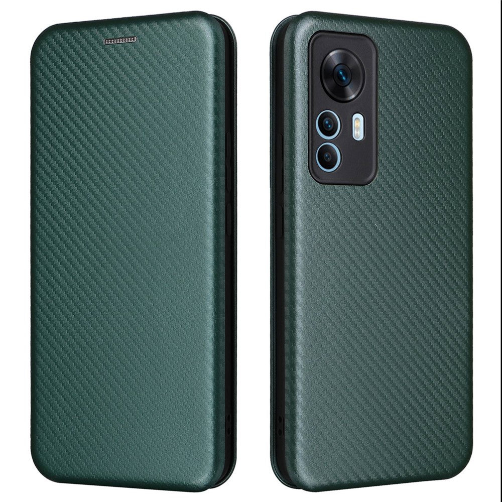 For Xiaomi 12T 5G / Redmi K50 Ultra 5G PU Leather Phone Case Card Slot Stand Carbon Fiber Texture Anti-scratch Magnetic Absorption Flip Cover