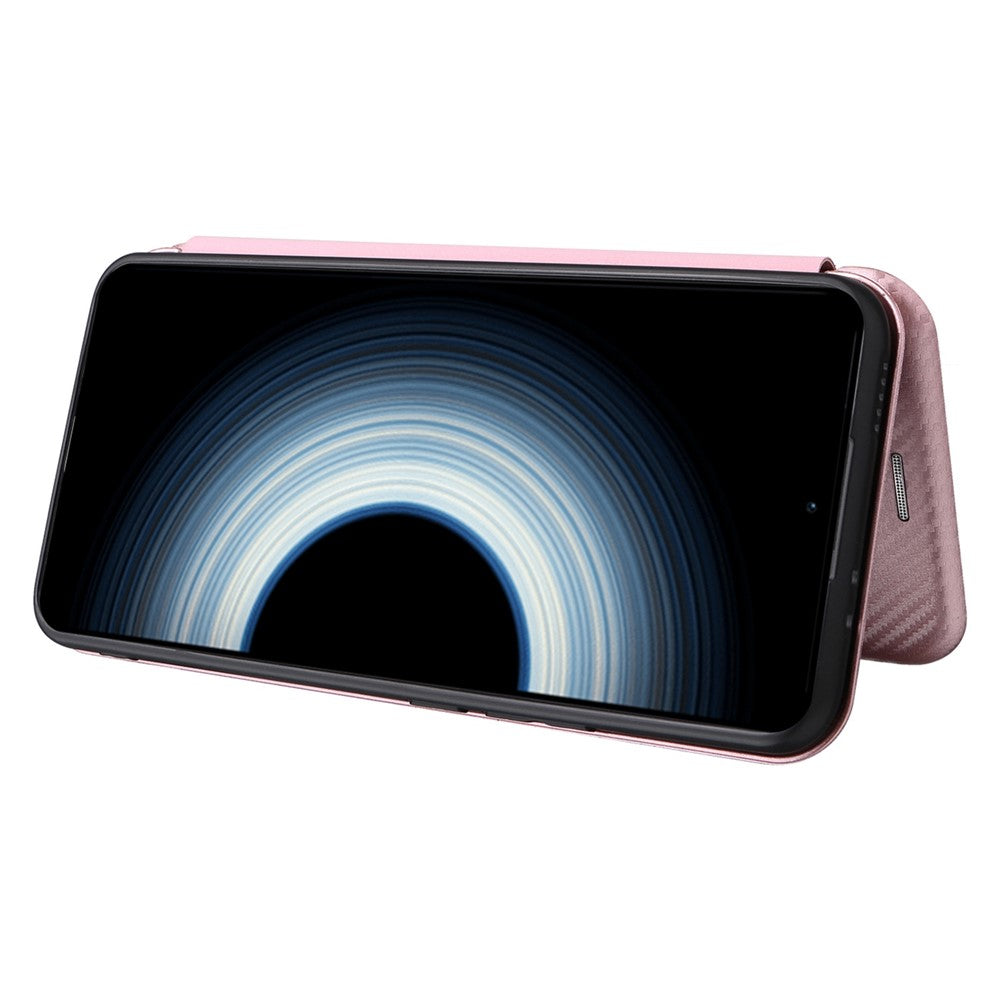 For Xiaomi 12T 5G / Redmi K50 Ultra 5G PU Leather Phone Case Card Slot Stand Carbon Fiber Texture Anti-scratch Magnetic Absorption Flip Cover
