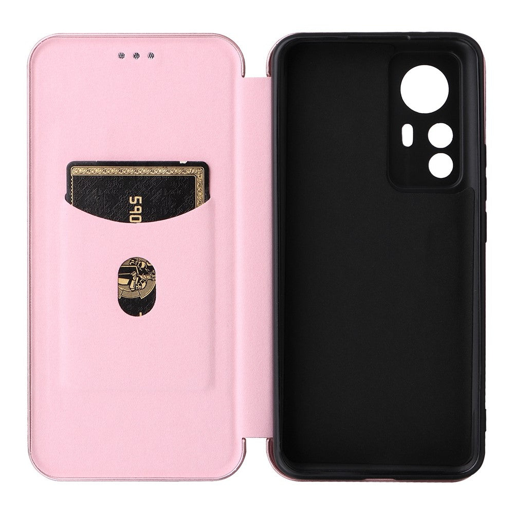 For Xiaomi 12T 5G / Redmi K50 Ultra 5G PU Leather Phone Case Card Slot Stand Carbon Fiber Texture Anti-scratch Magnetic Absorption Flip Cover
