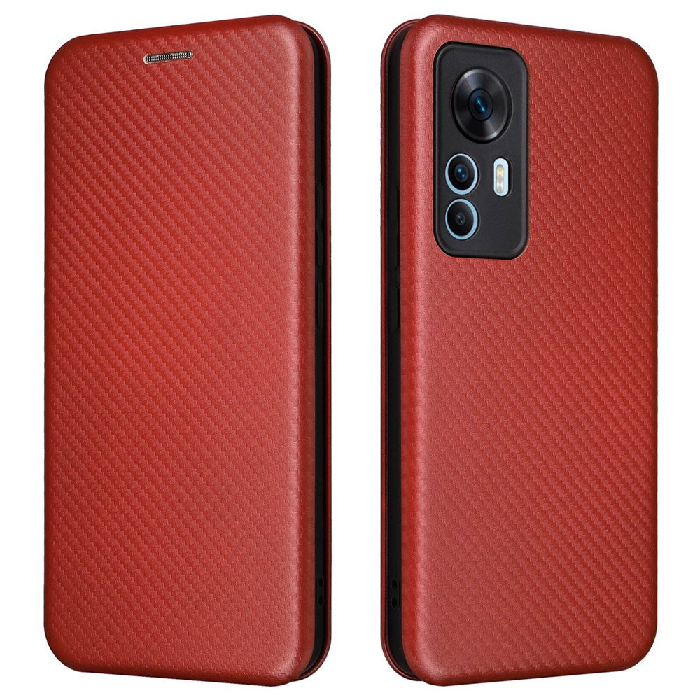 For Xiaomi 12T 5G / Redmi K50 Ultra 5G PU Leather Phone Case Card Slot Stand Carbon Fiber Texture Anti-scratch Magnetic Absorption Flip Cover
