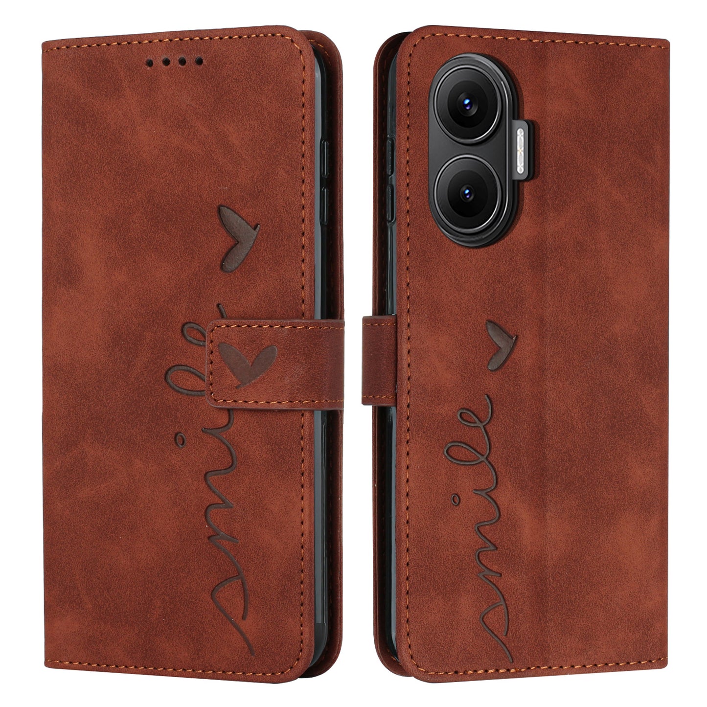 For Xiaomi Redmi Turbo 4 Pro 5G / Xiaomi Poco F7 5G Stand Case PU Leather Phone Cover Imprinted Heart Pattern