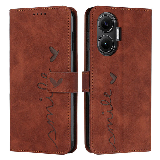 For Xiaomi Redmi Turbo 4 Pro 5G / Xiaomi Poco F7 5G Stand Case PU Leather Phone Cover Imprinted Heart Pattern