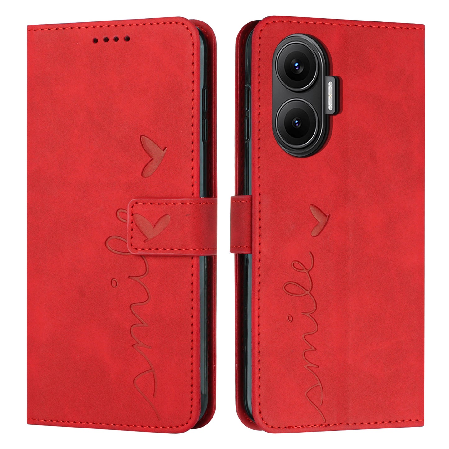 For Xiaomi Redmi Turbo 4 Pro 5G / Xiaomi Poco F7 5G Stand Case PU Leather Phone Cover Imprinted Heart Pattern