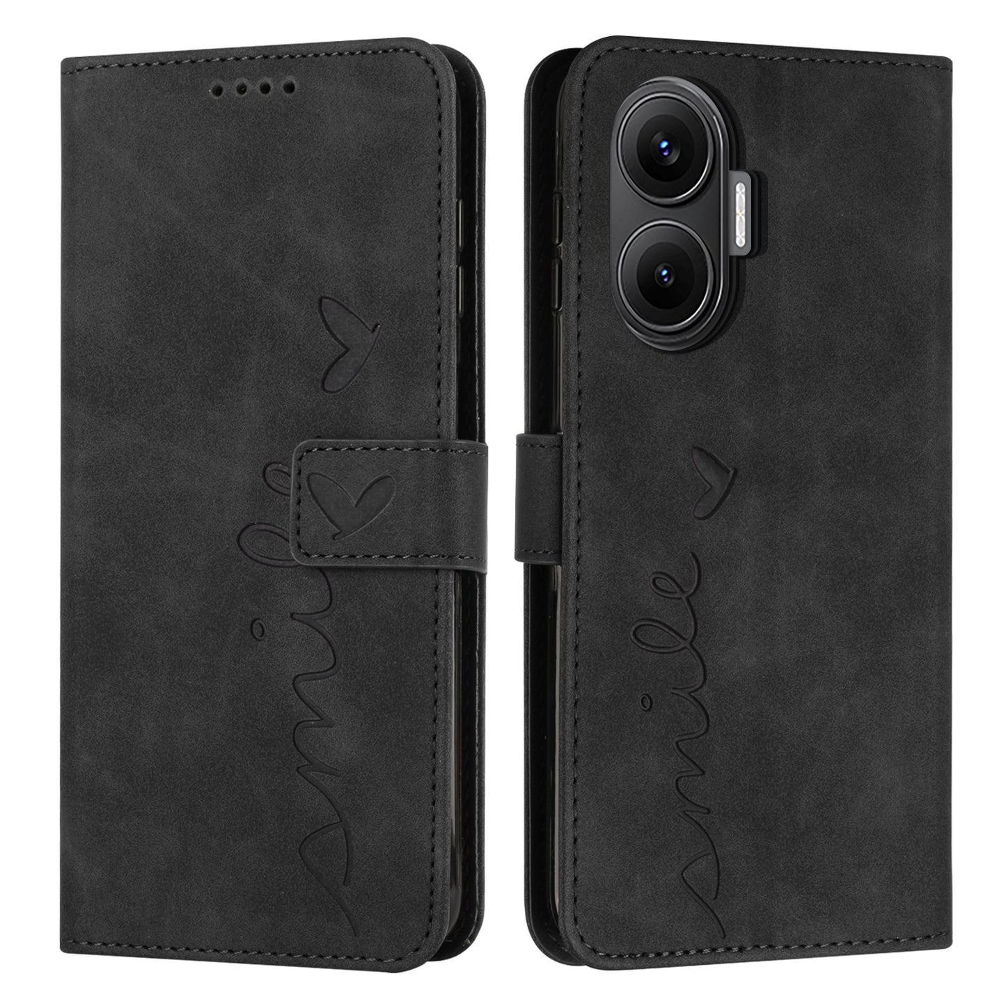 For Xiaomi Redmi Turbo 4 Pro 5G / Xiaomi Poco F7 5G Stand Case PU Leather Phone Cover Imprinted Heart Pattern