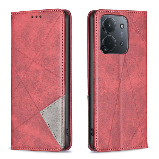 Xiaomi Redmi 15C 4G (EU) (173mm) / Xiaomi Redmi 15C 5G (EU) (173mm) Handyhülle – 15C 4G (EU) (173 mm) , Kartenfächer, Geometrie-Aufdruck, Leder