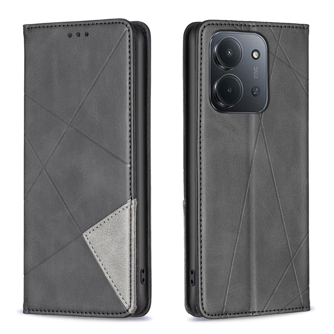 For Xiaomi Redmi 15C 5G (EU) (173mm) / 15C 4G (EU) (173mm) Case Card Slots Geometry Imprint Leather Phone Cover