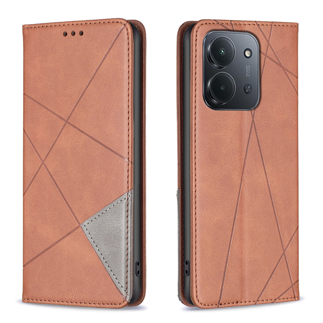 For Xiaomi Redmi 15C 5G (EU) (173mm) / 15C 4G (EU) (173mm) Case Card Slots Geometry Imprint Leather Phone Cover