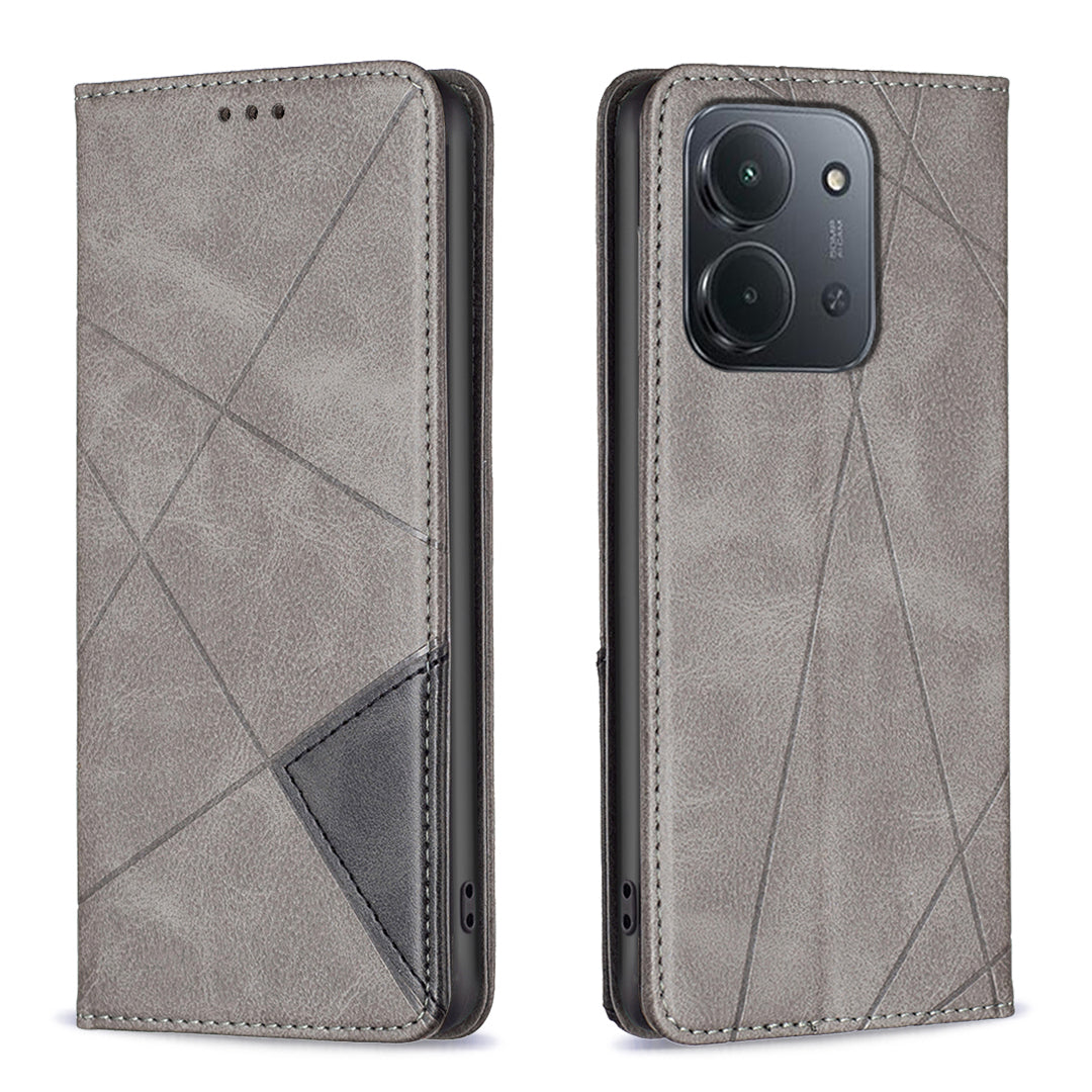 For Xiaomi Redmi 15C 5G (EU) (173mm) / 15C 4G (EU) (173mm) Case Card Slots Geometry Imprint Leather Phone Cover
