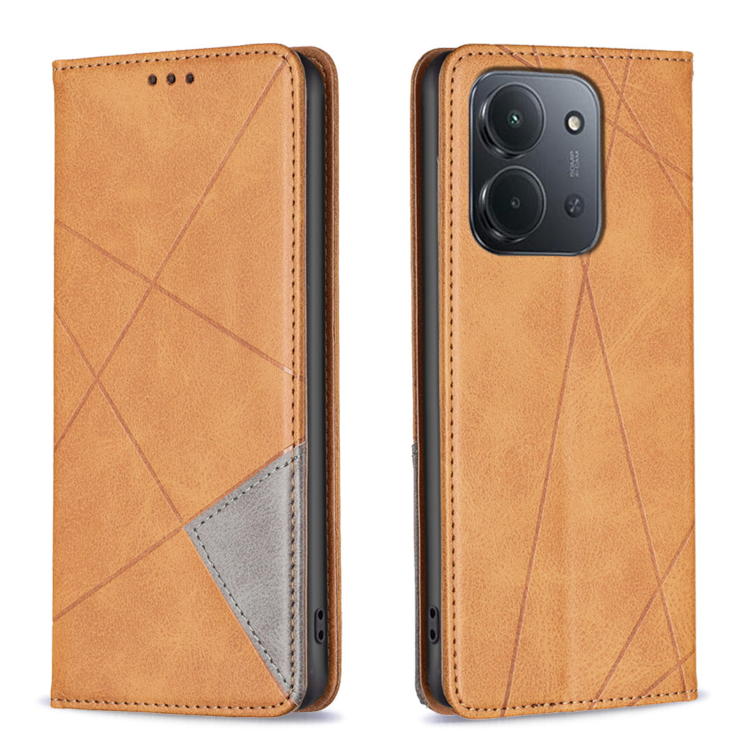 For Xiaomi Redmi 15C 5G (EU) (173mm) / 15C 4G (EU) (173mm) Case Card Slots Geometry Imprint Leather Phone Cover