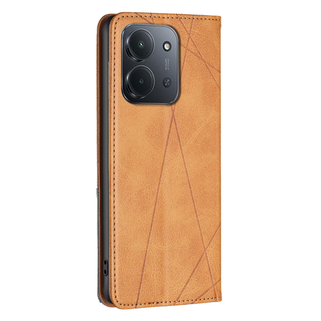 For Xiaomi Redmi 15C 5G (EU) (173mm) / 15C 4G (EU) (173mm) Case Card Slots Geometry Imprint Leather Phone Cover