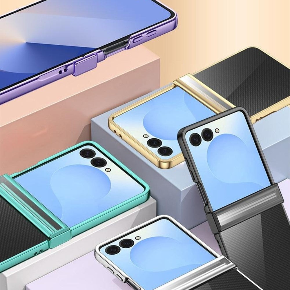For Samsung Galaxy Z Flip7 5G Case Hinge Design Electroplating PC Clear Phone Cover