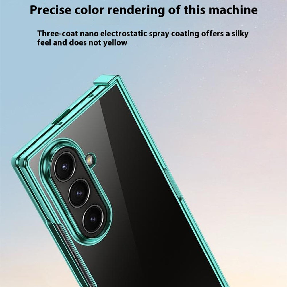 For Samsung Galaxy Z Fold7 5G Case Hinge Design Electroplating PC Clear Phone Cover