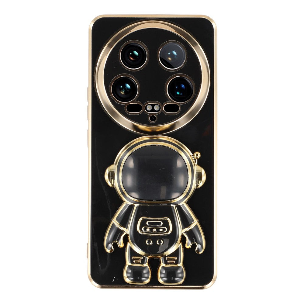 For Xiaomi 14 Ultra Case Electroplating Soft TPU Phone Cover with Astronaut Hidden Kickstand