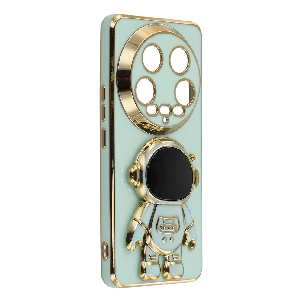 For Xiaomi 14 Ultra Case Electroplating Soft TPU Phone Cover with Astronaut Hidden Kickstand