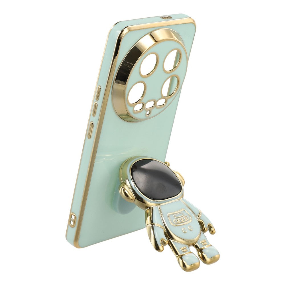 For Xiaomi 14 Ultra Case Electroplating Soft TPU Phone Cover with Astronaut Hidden Kickstand