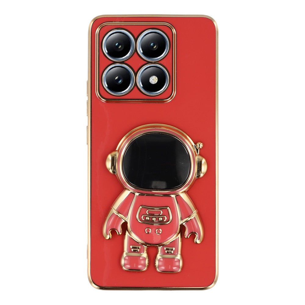 For Xiaomi 14T Case Electroplating Soft TPU Phone Cover with Astronaut Hidden Kickstand