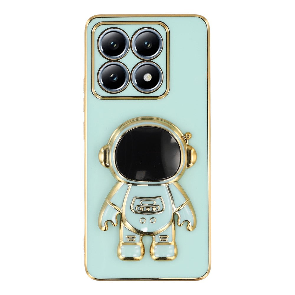 For Xiaomi 14T Case Electroplating Soft TPU Phone Cover with Astronaut Hidden Kickstand