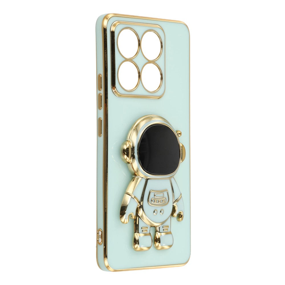 For Xiaomi 14T Case Electroplating Soft TPU Phone Cover with Astronaut Hidden Kickstand
