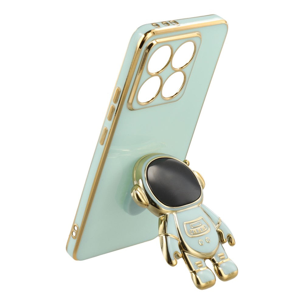 For Xiaomi 14T Case Electroplating Soft TPU Phone Cover with Astronaut Hidden Kickstand