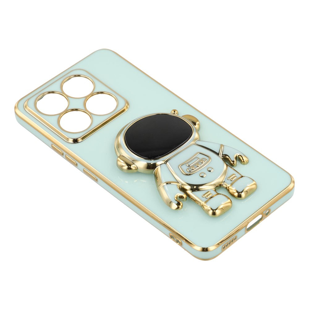 For Xiaomi 14T Case Electroplating Soft TPU Phone Cover with Astronaut Hidden Kickstand
