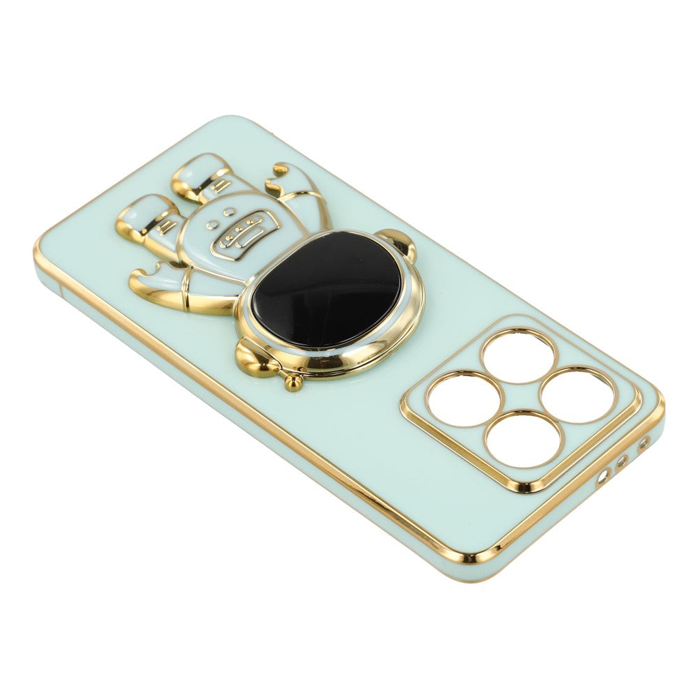 For Xiaomi 14T Case Electroplating Soft TPU Phone Cover with Astronaut Hidden Kickstand