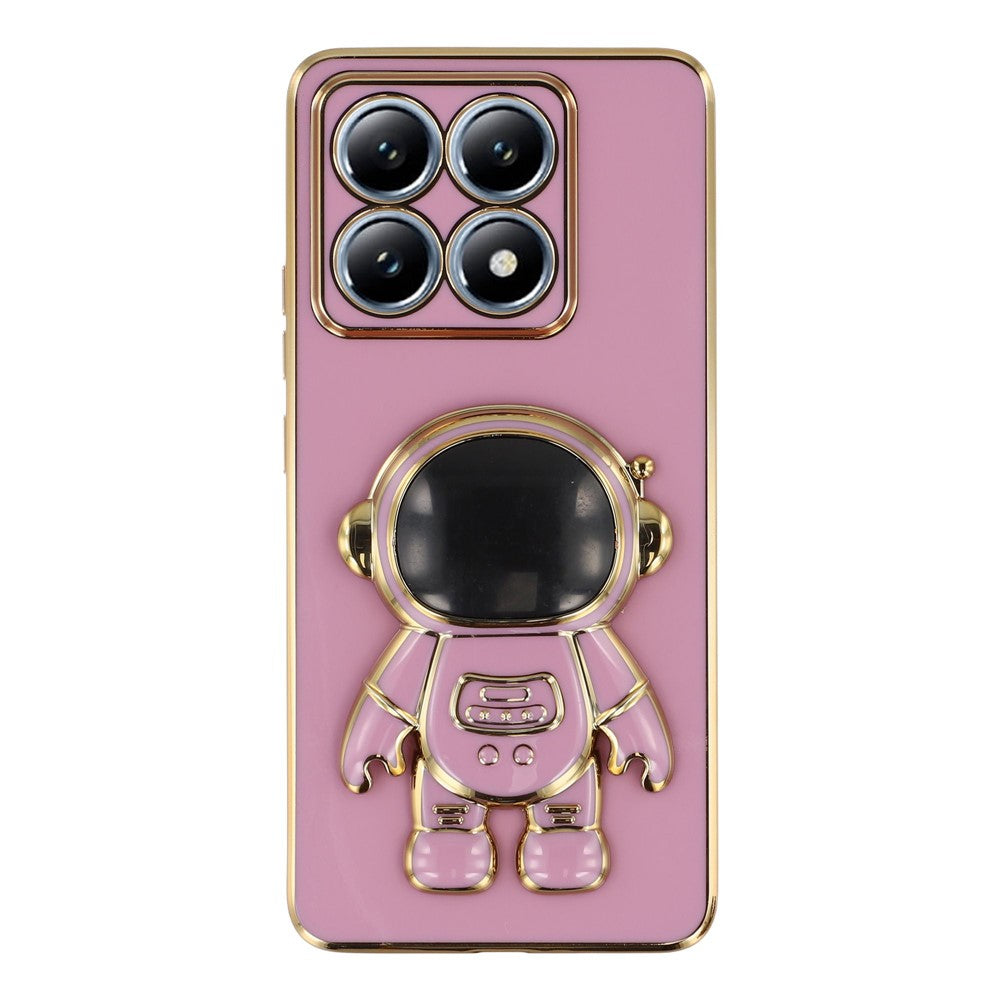 For Xiaomi 14T Case Electroplating Soft TPU Phone Cover with Astronaut Hidden Kickstand