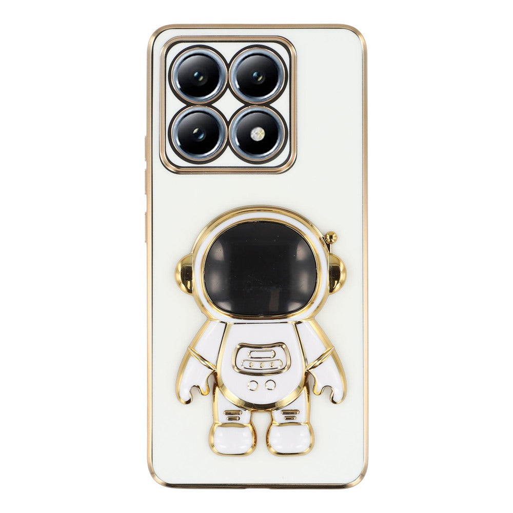 For Xiaomi 14T Case Electroplating Soft TPU Phone Cover with Astronaut Hidden Kickstand