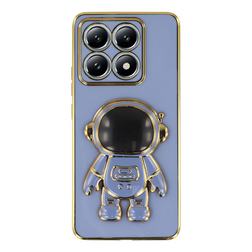 For Xiaomi 14T Pro Case Electroplating Soft TPU Phone Cover with Astronaut Hidden Kickstand
