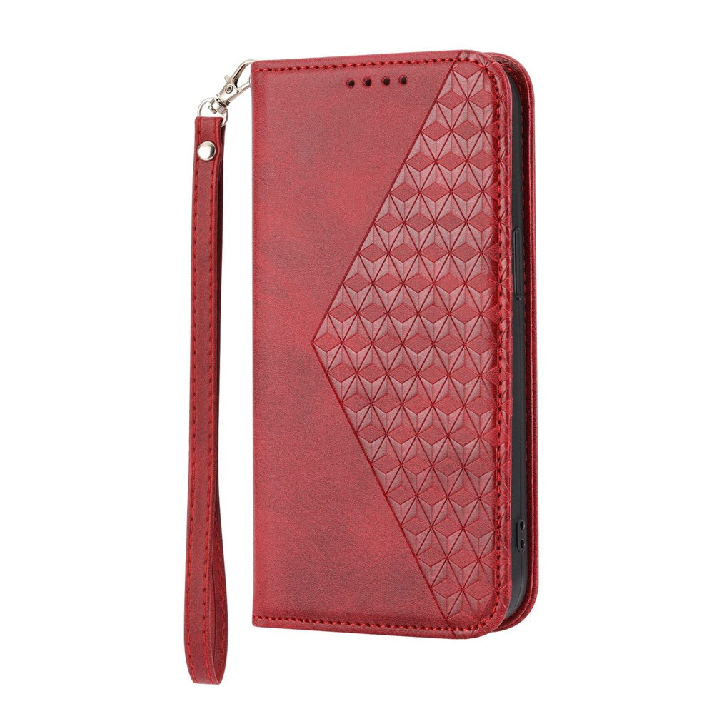 For Xiaomi 12T 5G / Redmi K50 Ultra 5G Rhombus Pattern Imprinted PU Leather Stand Case Calf Texture Shockproof Phone Wallet Cover with Strap