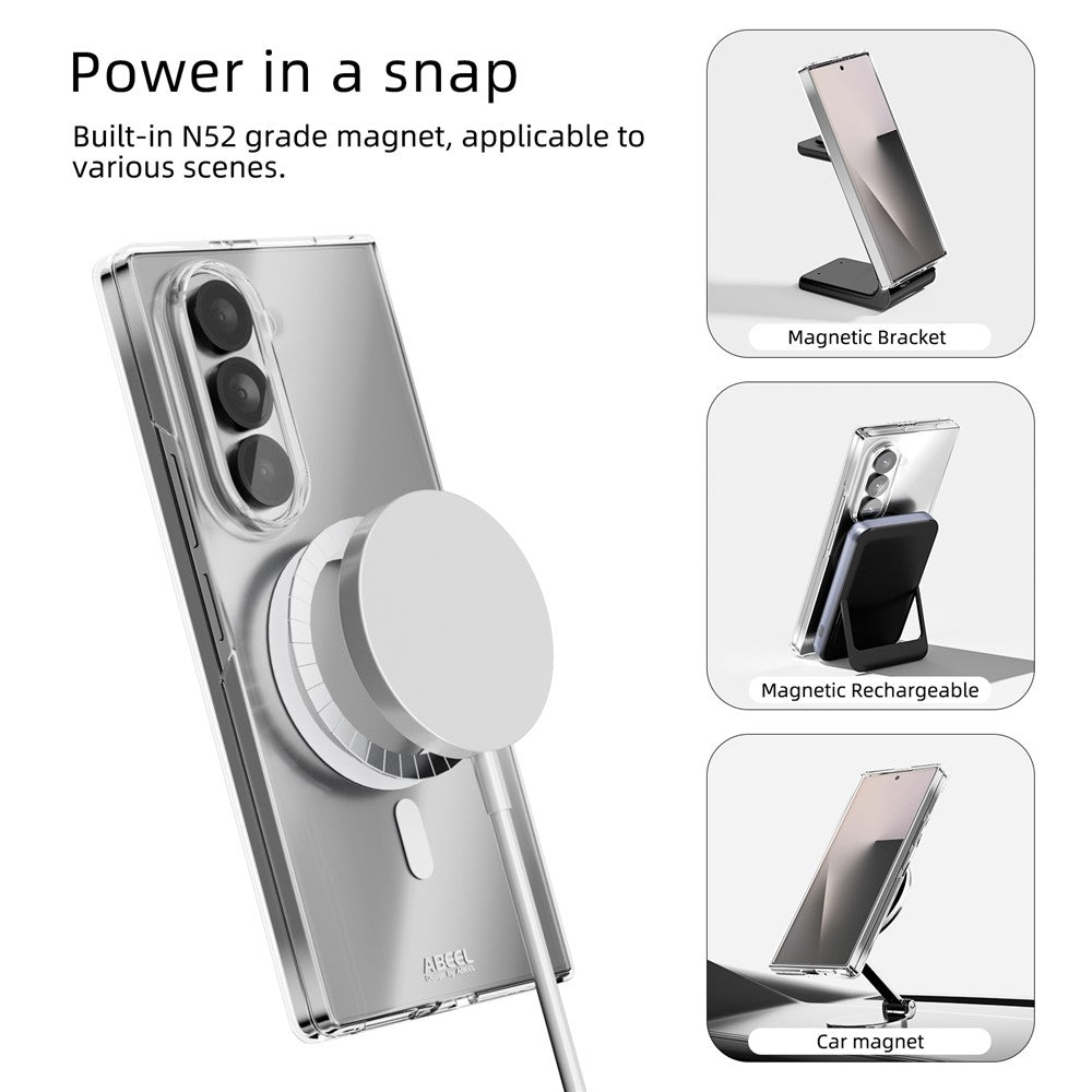 ABEEL For Samsung Galaxy Z Fold5 5G Magnetic Case Clear PC Anti Scratch Phone Cover