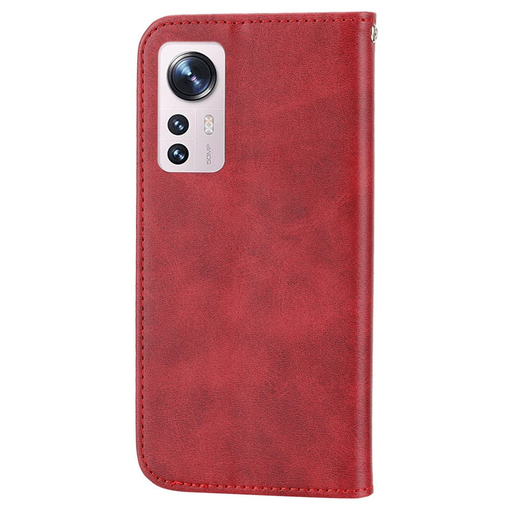 For Xiaomi 12 Pro 5G / 12 Pro (Dimensity) 5G / 12S Pro 5G Rhombus Pattern Imprinted Folio Flip PU Leather Stand Case Calf Texture Phone Wallet Cover with Strap
