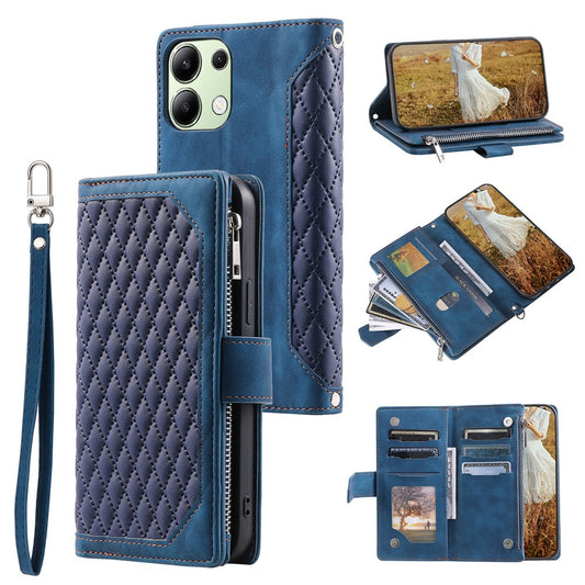 Xiaomi Redmi 15C 4G (EU) (173mm) / Xiaomi Redmi 15C 5G (EU) (173mm) Wallet-Handyhülle – 15C 4G (EU) (173 mm) Rautensteppung Line PU-Leder- mit Handschlaufe