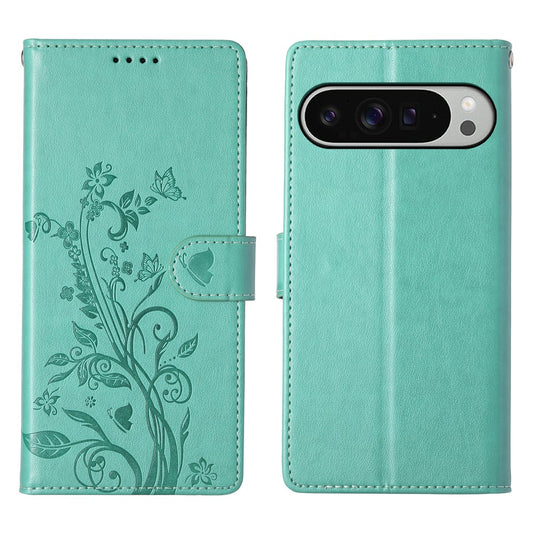 Pixel 9 Pro XL Wallet-Hülle – Schmetterling & Blumen Design
