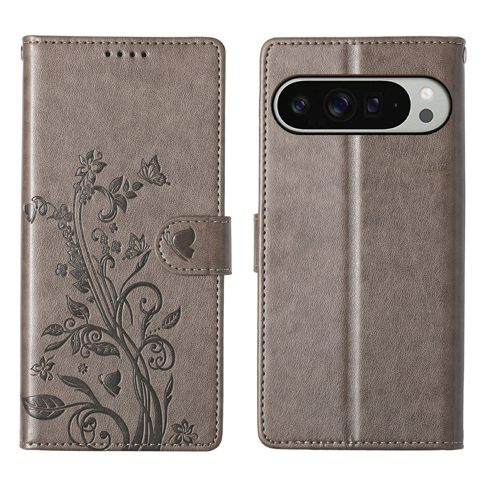 Pixel 9 Pro XL Wallet-Hülle – Schmetterling & Blumen Design