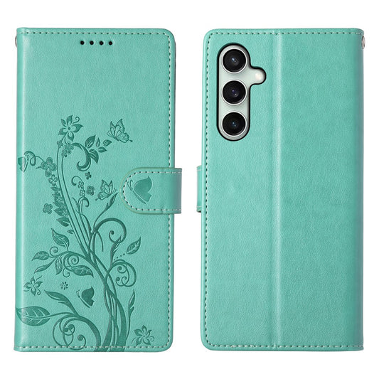 Galaxy S25 FE Wallet-Hülle – Schmetterling & Blumen Design
