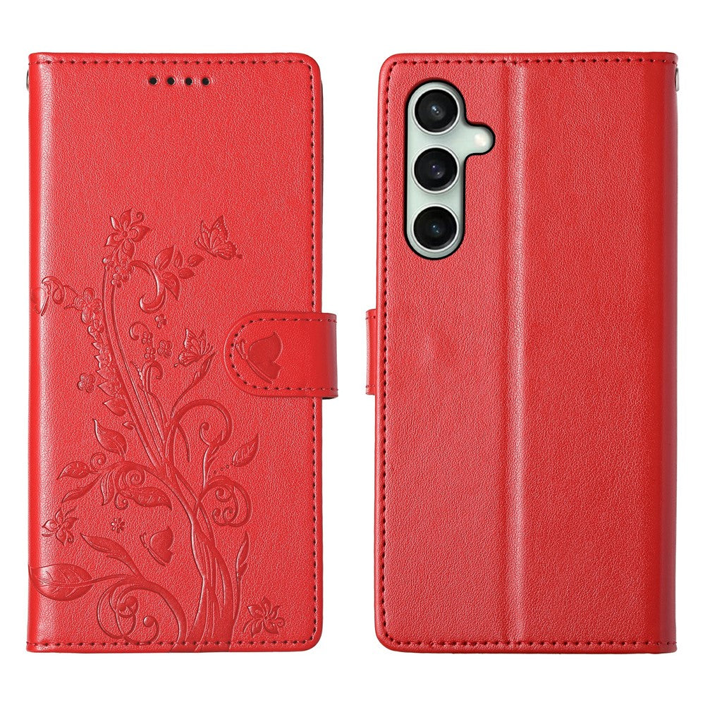 Galaxy S25 FE Wallet-Hülle – Schmetterling & Blumen Design