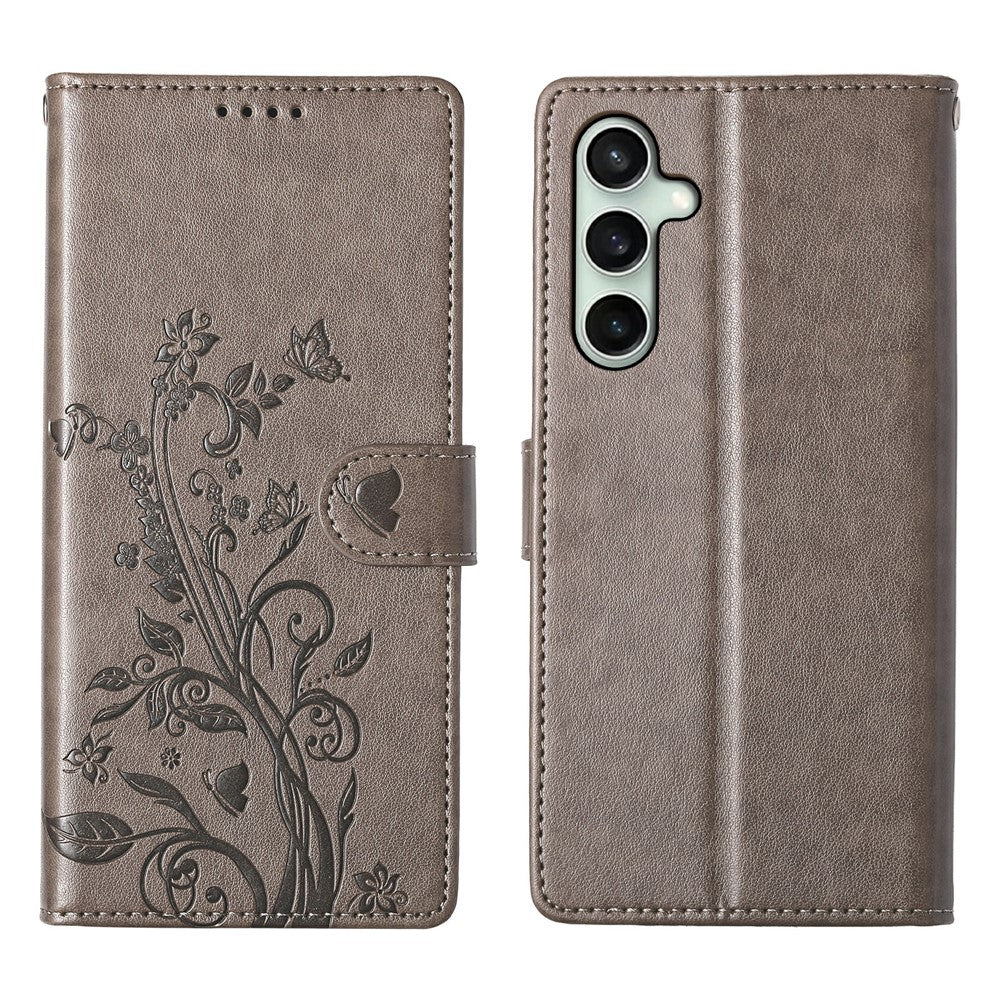 Galaxy S25 FE Wallet-Hülle – Schmetterling & Blumen Design