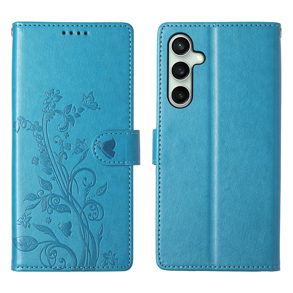 Galaxy S25 FE Wallet-Hülle – Schmetterling & Blumen Design