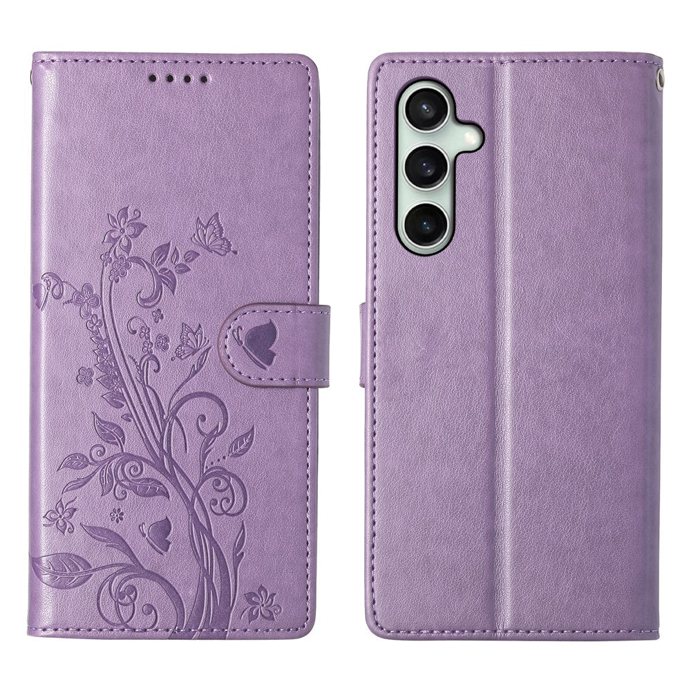 Galaxy S25 FE Wallet-Hülle – Schmetterling & Blumen Design