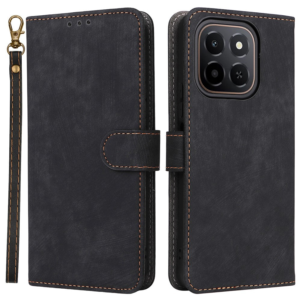 For Honor X6c 4G Case Wallet RFID Blocking PU Leather Phone Cover Stand with Strap