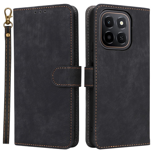 Honor X6c 4G Wallet-Handyhülle – RFID-blockierende PU-Leder- mit Ständer und Riemen