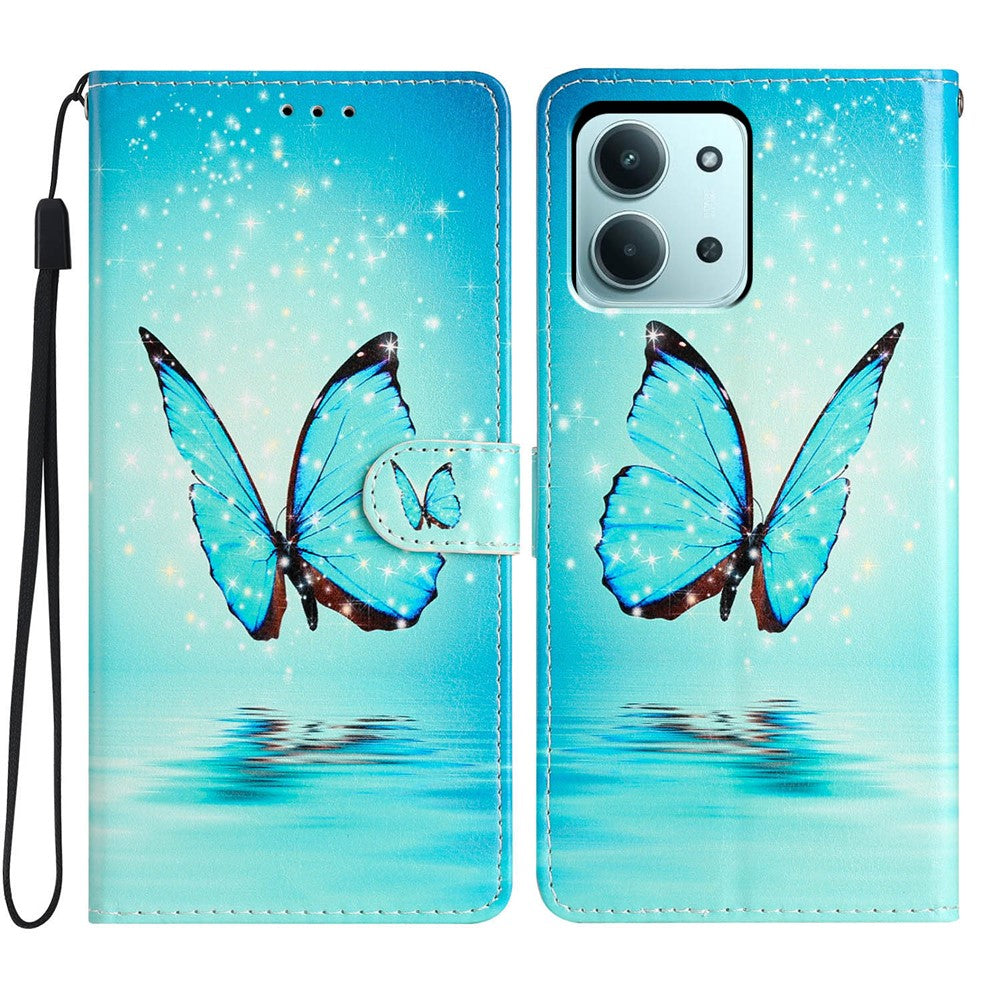 For Xiaomi Redmi 15C 5G (EU) (173mm) / 15C 4G (EU) (173mm) Wallet Case PU Leather Pattern Printing Stand Phone Cover with Strap