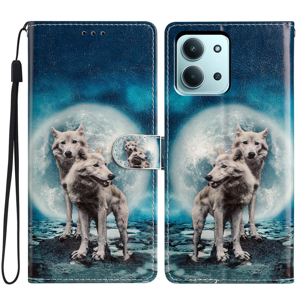 For Xiaomi Redmi 15C 5G (EU) (173mm) / 15C 4G (EU) (173mm) Wallet Case PU Leather Pattern Printing Stand Phone Cover with Strap