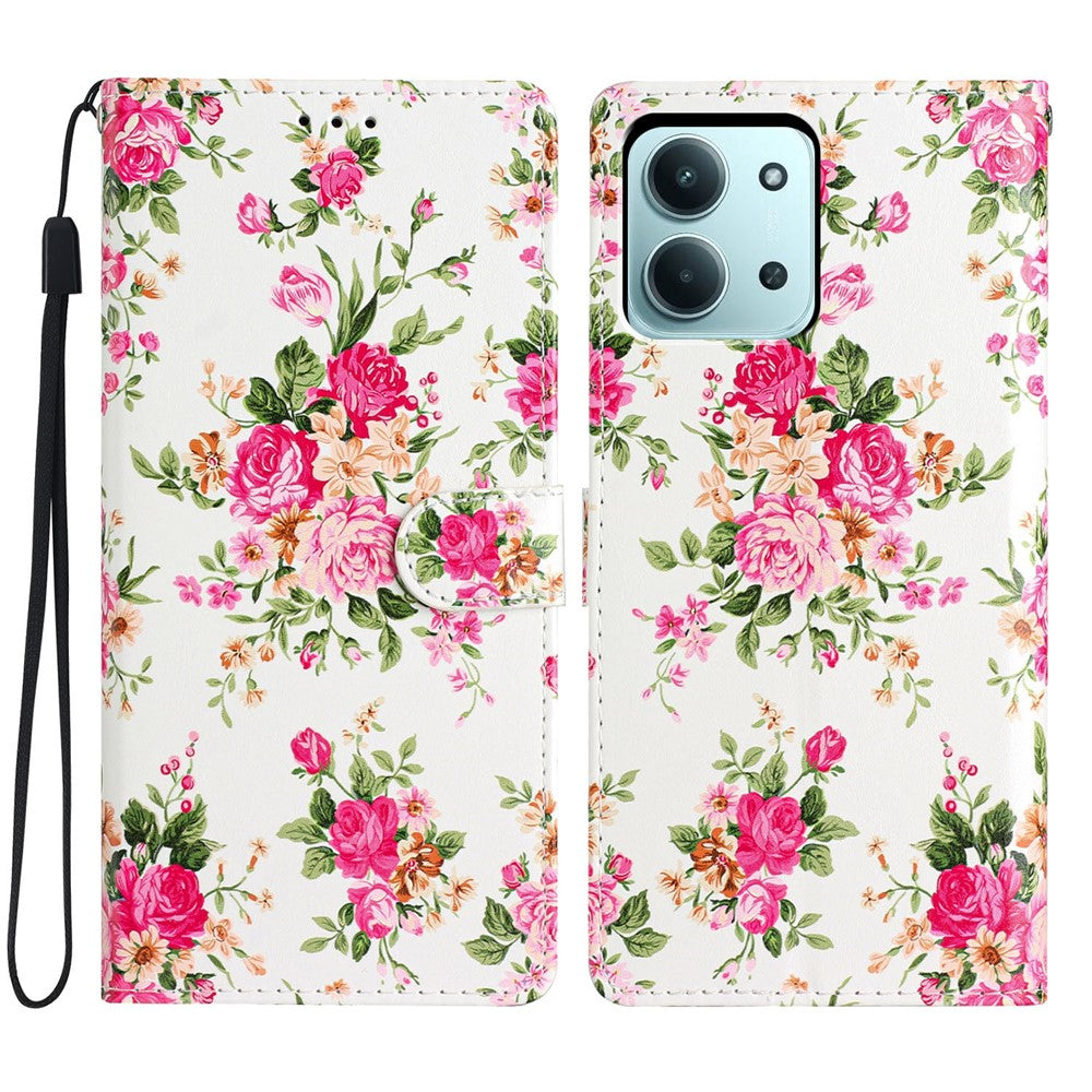 For Xiaomi Redmi 15C 5G (EU) (173mm) / 15C 4G (EU) (173mm) Wallet Case PU Leather Pattern Printing Stand Phone Cover with Strap