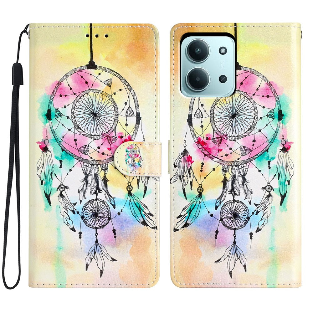 For Xiaomi Redmi 15C 5G (EU) (173mm) / 15C 4G (EU) (173mm) Wallet Case PU Leather Pattern Printing Stand Phone Cover with Strap