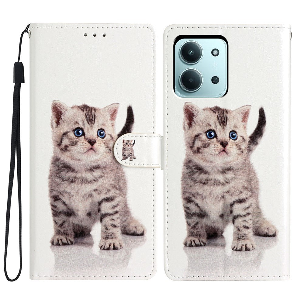 For Xiaomi Redmi 15C 5G (EU) (173mm) / 15C 4G (EU) (173mm) Wallet Case PU Leather Pattern Printing Stand Phone Cover with Strap