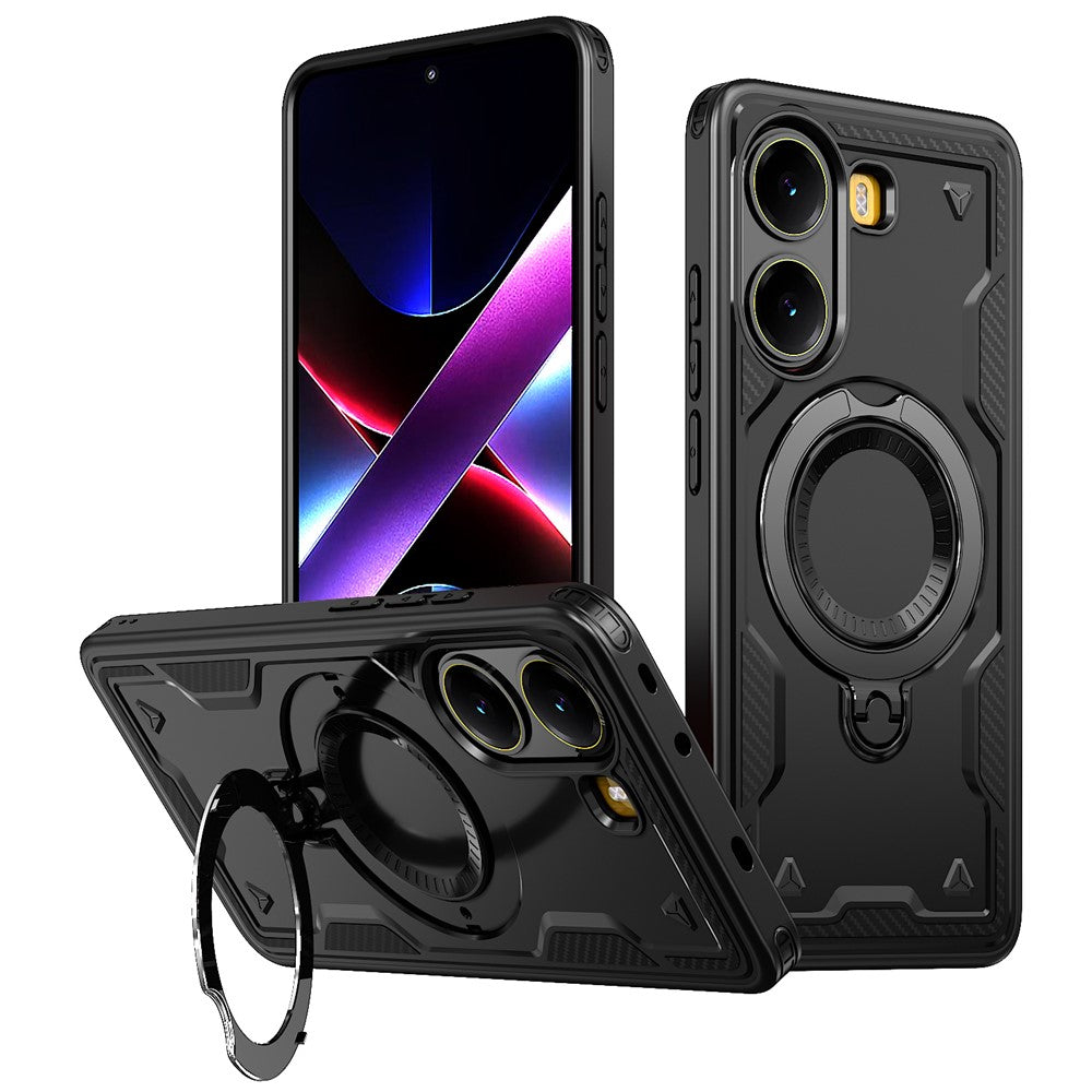 For Xiaomi Poco X7 Pro 5G / Redmi Turbo 4 5G Magnetic Case Military Protection PC + TPU Kickstand Phone Cover