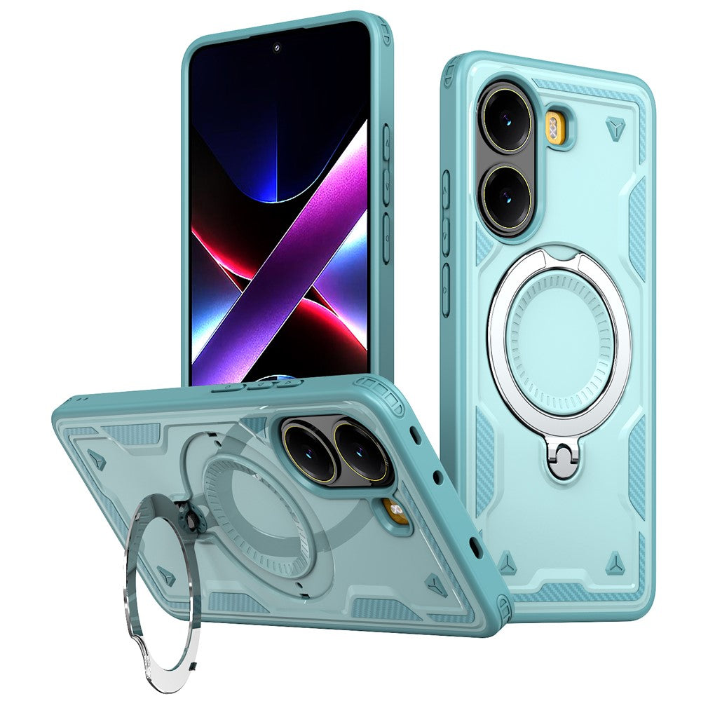 For Xiaomi Poco X7 Pro 5G / Redmi Turbo 4 5G Magnetic Case Military Protection PC + TPU Kickstand Phone Cover